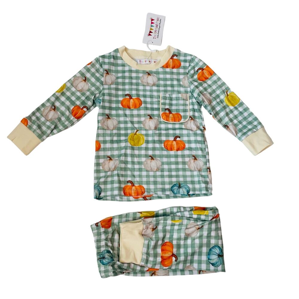 NWT The Printed Press 3-6M Pumpkin Pajamas
